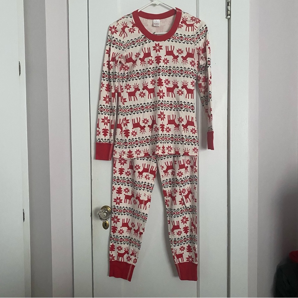 Hanna Andersson Women's Organic Cotton Pajamas Nordic Reindeer Print Size M